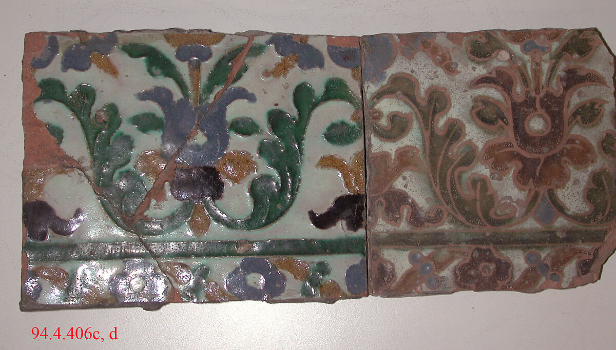 Tiles (5), Tin-glazed earthenware, Spanish, Seville 