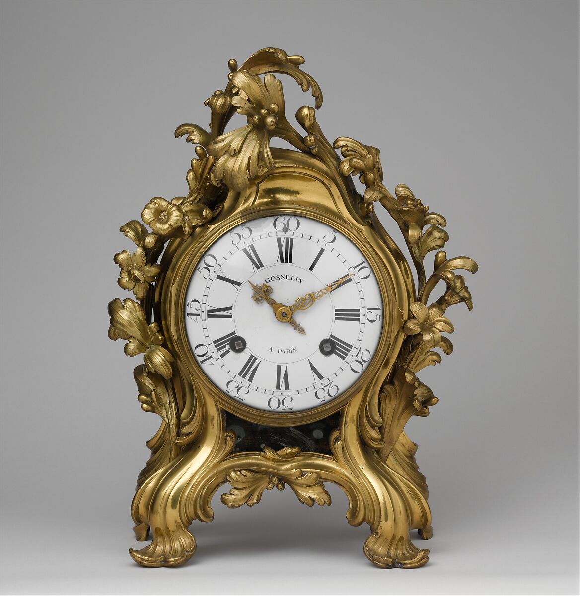 Mantel clock (pendule à console), Jean-Philippe Gosselin  French, Case: bronze, formerly gilded, silvered or lacquered; dial: white enamel, with black numerals; movement: brass and steel, French, Paris