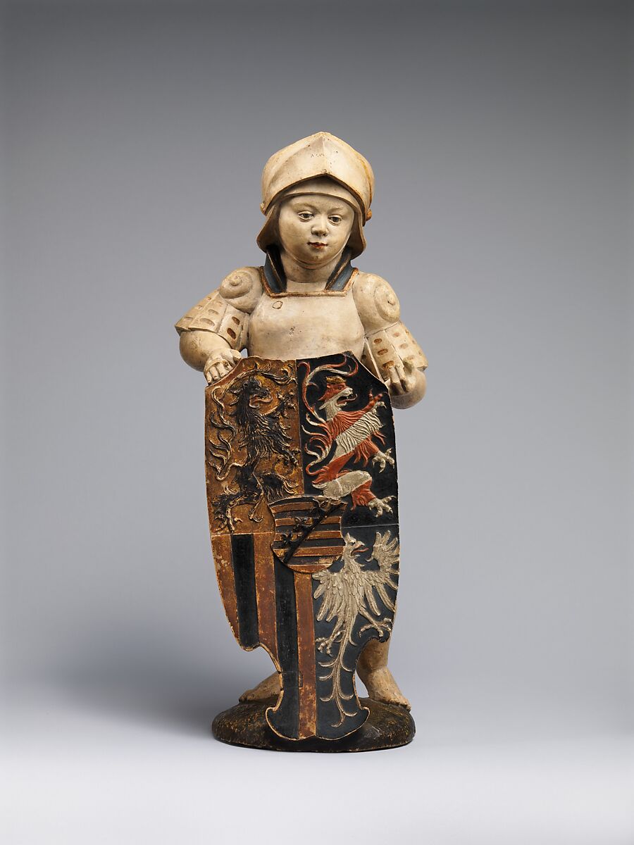 Shield Bearer with the Ducal Arms of Saxony, Hans Daucher  German, Honestone (Jurassic limestone), partially polychromed and gilded, German, Augsburg