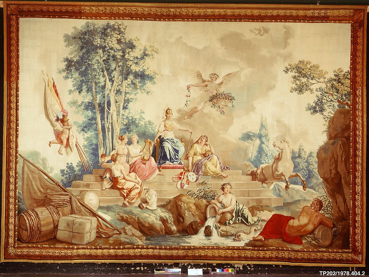 Europe from a set of The Four Continents, Jean Jacques François Le Barbier  French, Wool, silk (19-21 warps per inch, 8 per cm.), French, Beauvais