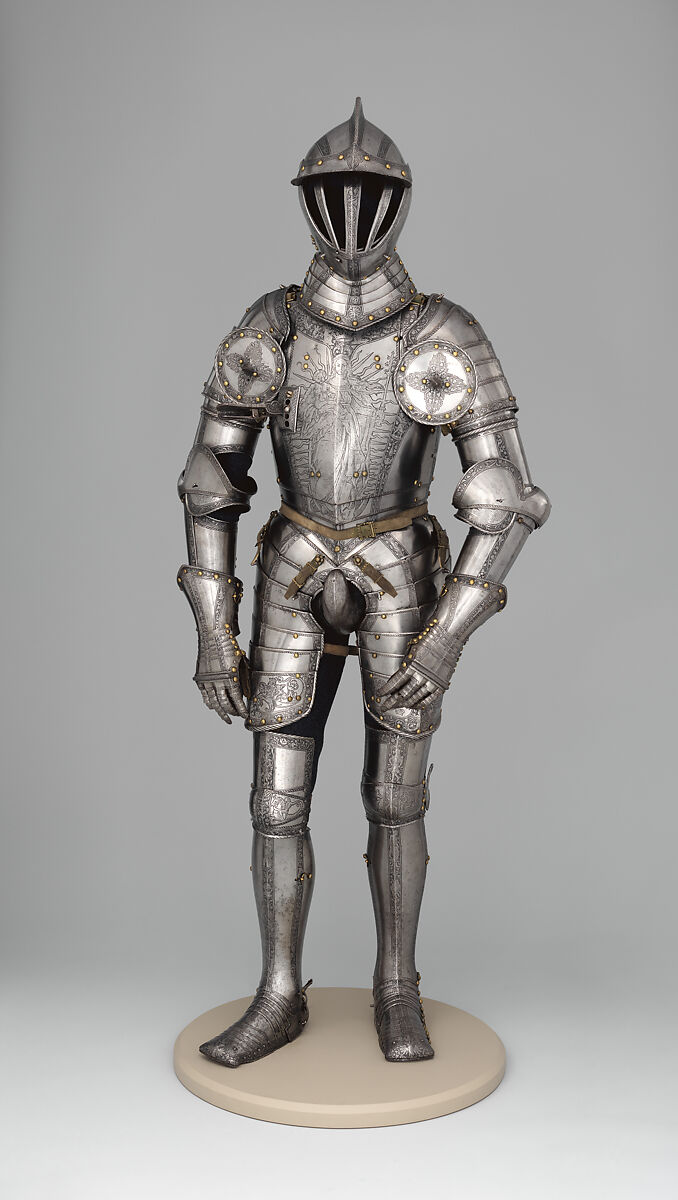 Armor of Emperor Ferdinand I (1503–1564), Kunz Lochner  German, Steel, brass, leather, German, Nuremberg