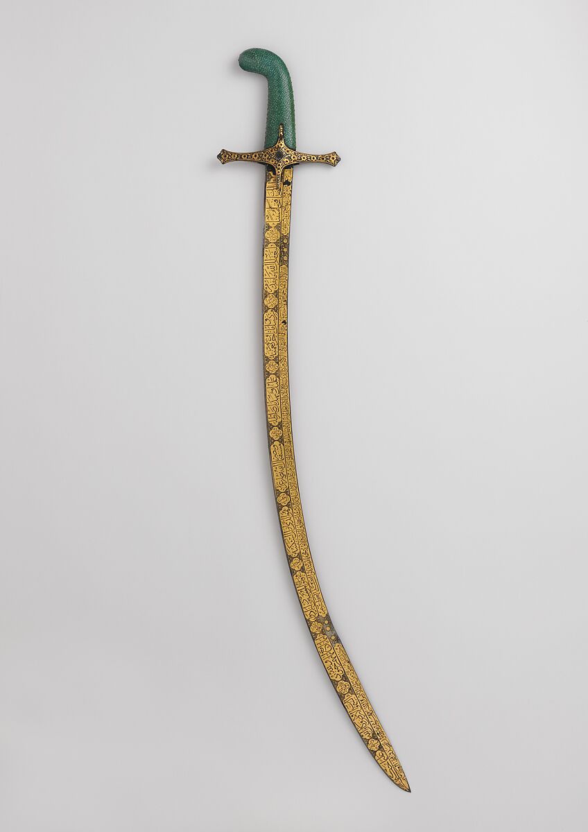 Saber, Steel, gold, fish skin, wood, Turkish, probably Istanbul