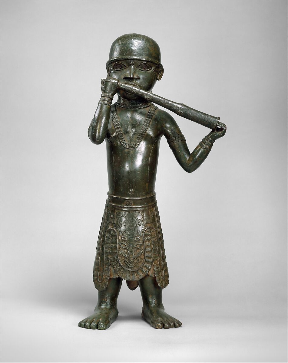 Horn Player, Ìgùn Ẹ́rọ̀nwwọ̀n (brass-casting guild) artists, Brass, Edo