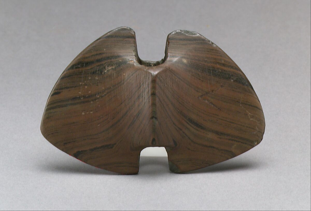 Bannerstone, Double-Notched Butterfly, Slate, banded, Archaic