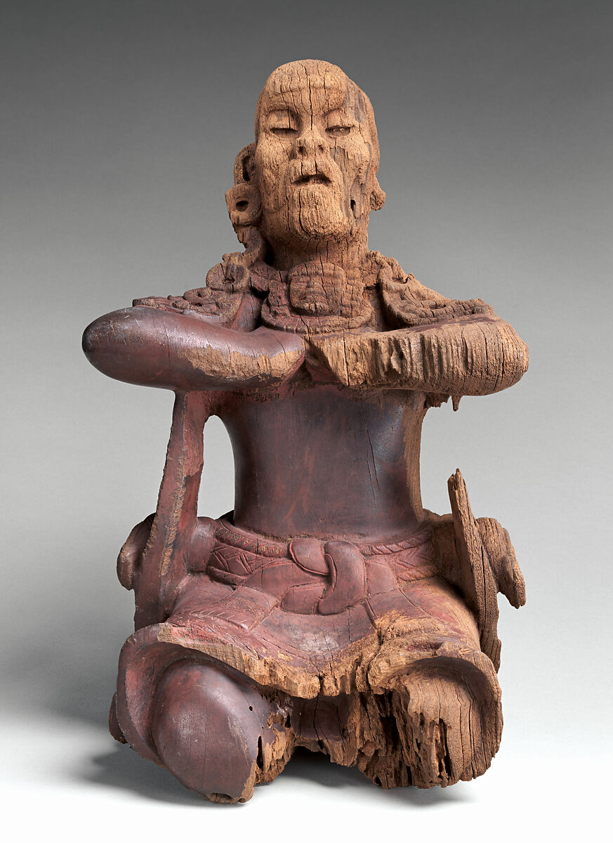 Mirror-bearer, Maya artist(s), Cordia wood (bocote), red hematite, Maya