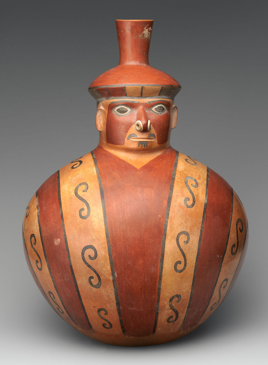 Effigy bottle, Wari artist(s), Ceramic, slip, Wari