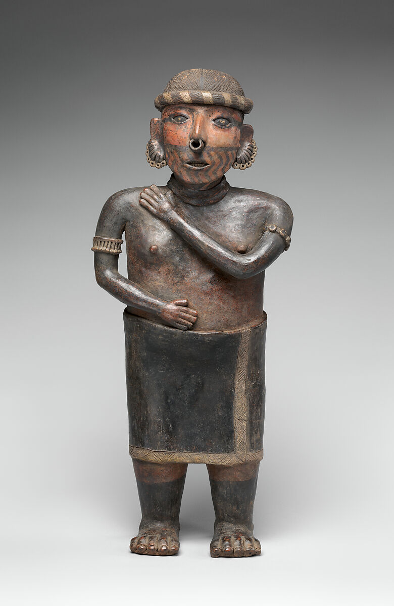 Standing Female Figure, Nayarit artist(s), Ceramic, slip, Nayarit