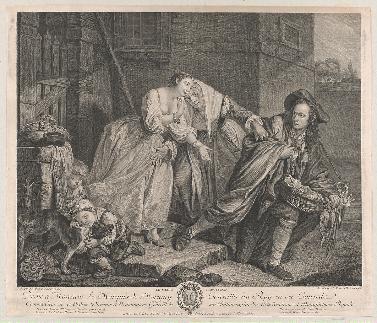 Le Geste Napolitain, Pierre Etienne Moitte  French, Engraving and etching