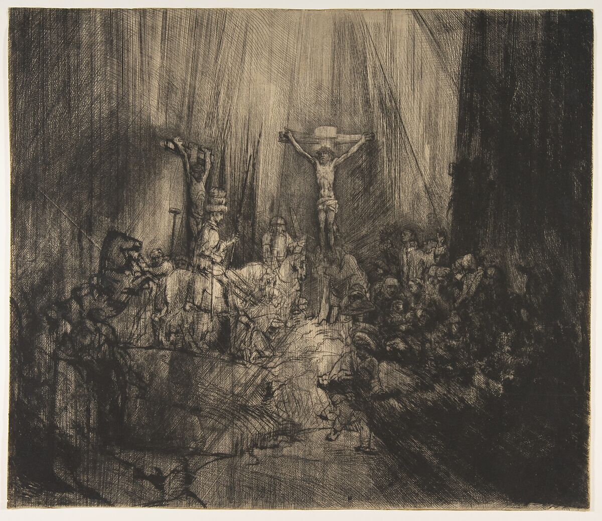 Christ Crucified between the Two Thieves:  The Three Crosses, Rembrandt (Rembrandt van Rijn)  Dutch, Drypoint
