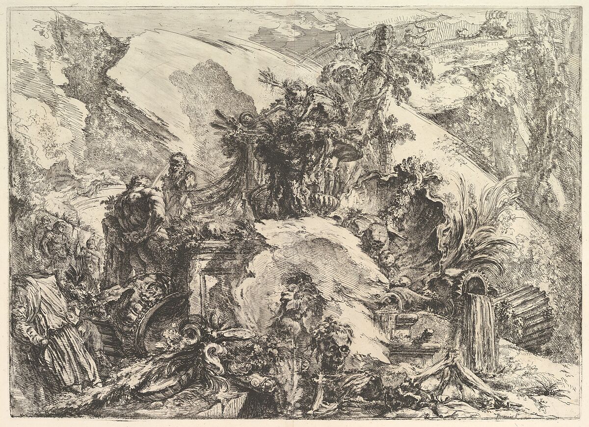 The Skeletons, from "Grotteschi" (Grotesques), Giovanni Battista Piranesi  Italian, Etching with engraving, drypoint, and burnishing; second state of five (Robison)