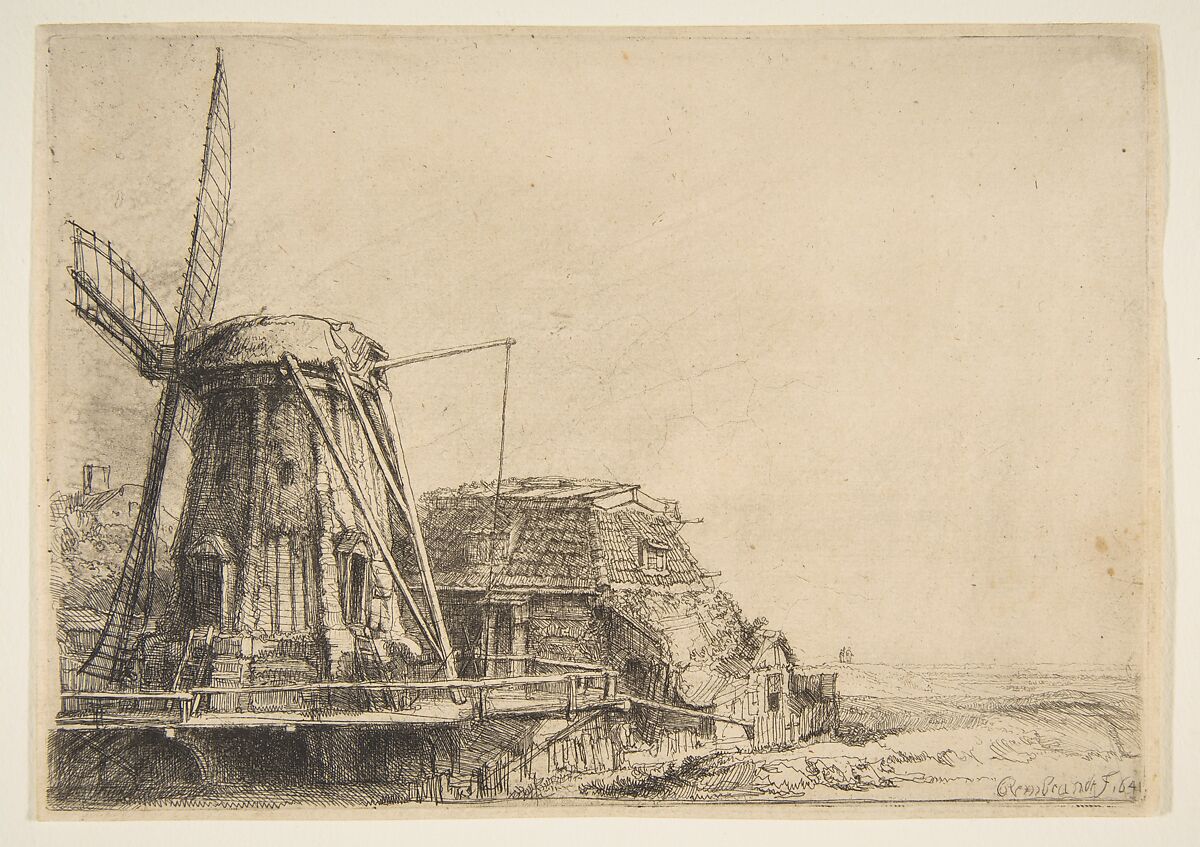The Windmill, Rembrandt (Rembrandt van Rijn)  Dutch, Etching, with touches of drypoint