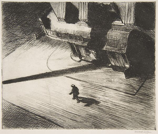Night Shadows, Edward Hopper  American, Etching