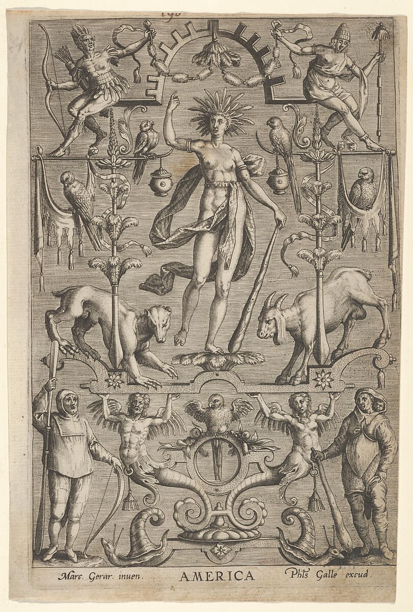 Allegory of America, from "The Four Continents", Marcus Gheeraerts the Elder  Flemish, Engraving