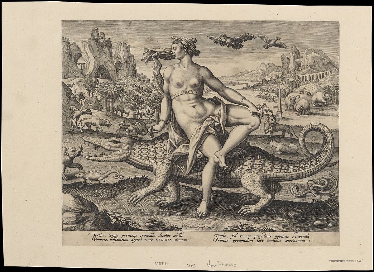 Allegory of Africa, from "The Four Continents", Adriaen Collaert  Netherlandish, Engraving; first state