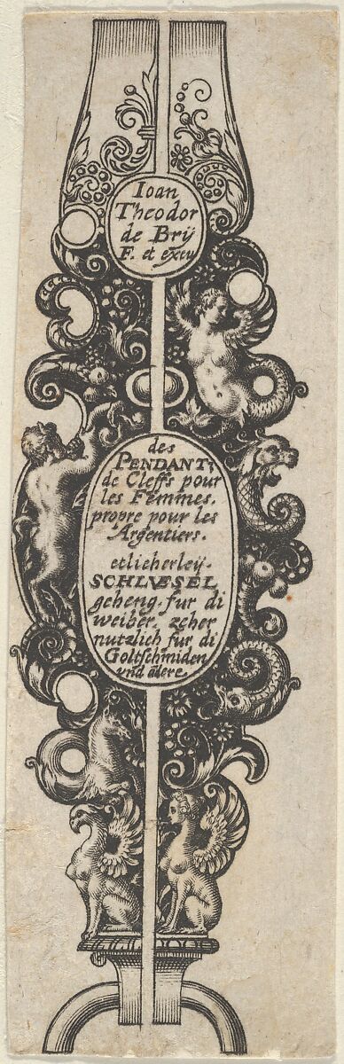 Title Page, from Des Pendants de Cleffs pour les Femmes, Johann Theodor de Bry  Netherlandish, Engraving and blackwork