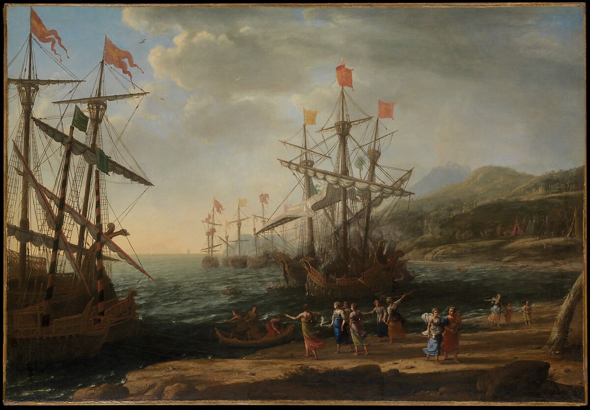 The Trojan Women Setting Fire to Their Fleet, Claude Lorrain (Claude Gellée) (French, Chamagne 1604/5?–1682 Rome), Oil on canvas 