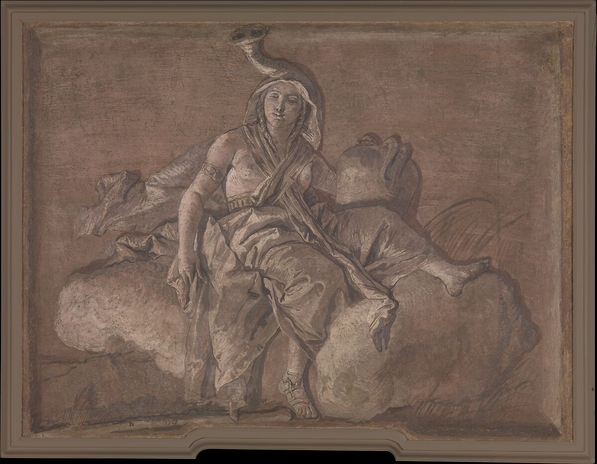 Allegorical Figure Representing Africa, Giovanni Domenico Tiepolo  Italian, Fresco, transferred to canvas