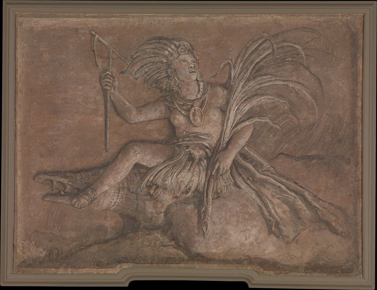 Allegorical Figure Representing America, Giovanni Domenico Tiepolo  Italian, Fresco, transferred to canvas