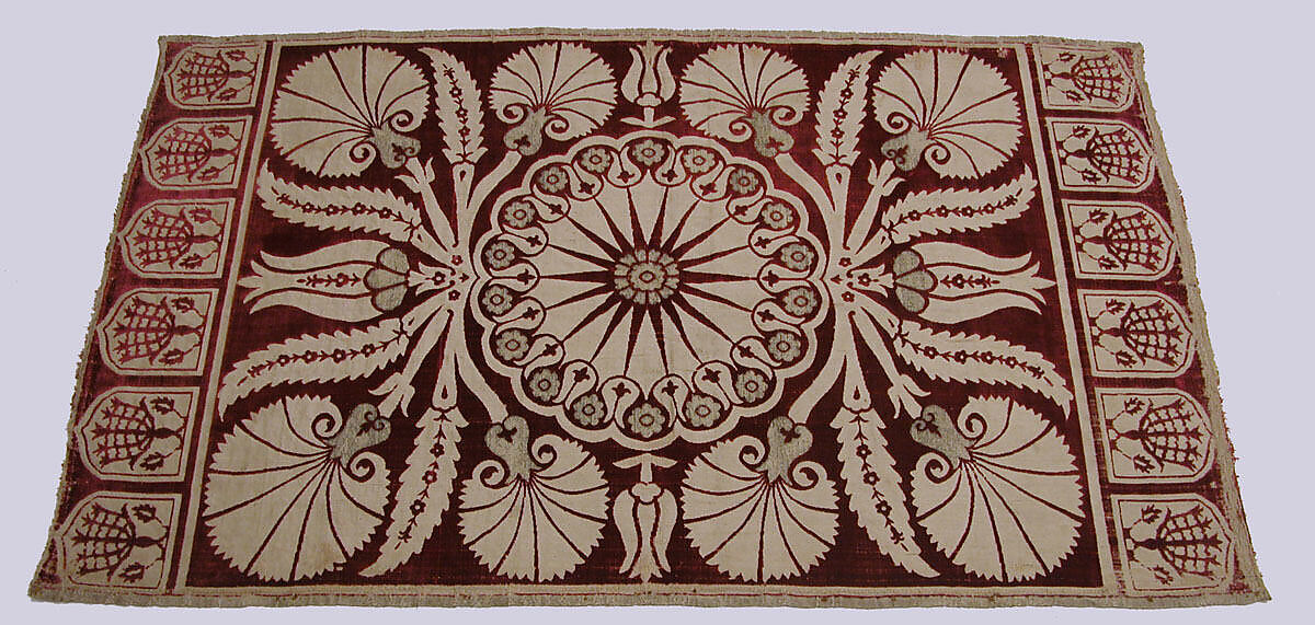 Cushion Cover (Yastik), Silk, cotton, metal wrapped thread; cut and voided velvet, brocaded