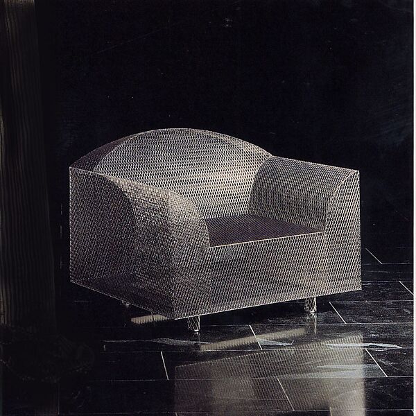 "How High the Moon" Armchair, Shiro Kuramata  Japanese, Nickel-plated steel mesh