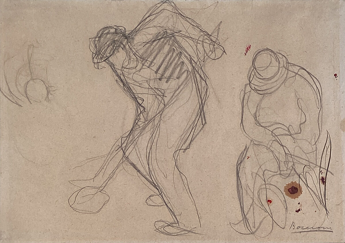 Study for "The Street Pavers": Two Workmen, Umberto Boccioni  Italian, Graphite with black ink on paper