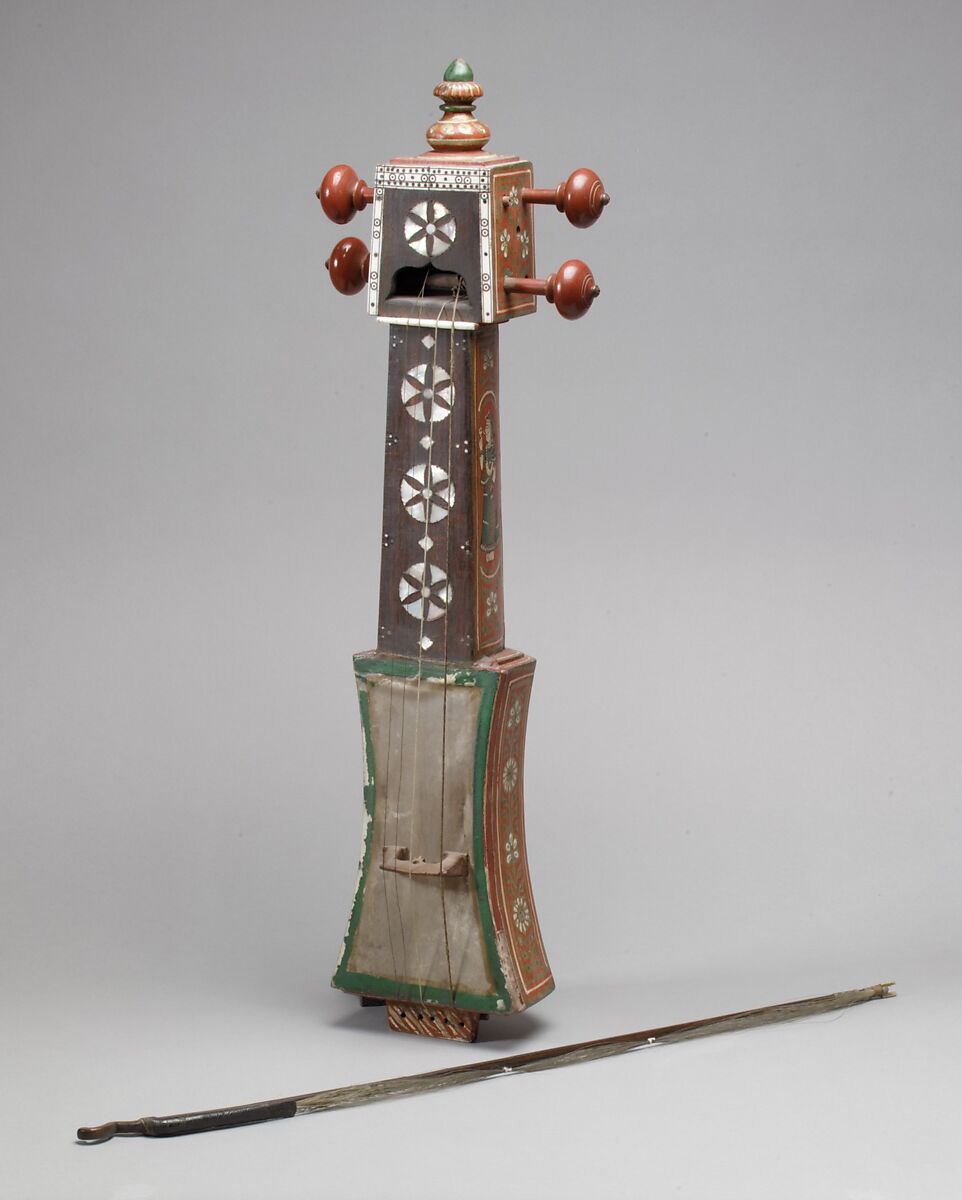 Sarangi, Wood, metal, parchment, horsehair, mother-of -pearl, ivory, paint, Indian