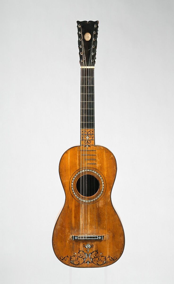 Guitar, Joseph Benedid  Spanish, Pine, ebony, maple, bone, mahogany, Spanish