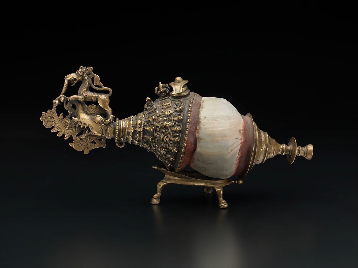 Śankh, Shell (Turbinella pyrum), brass, wax, Indian