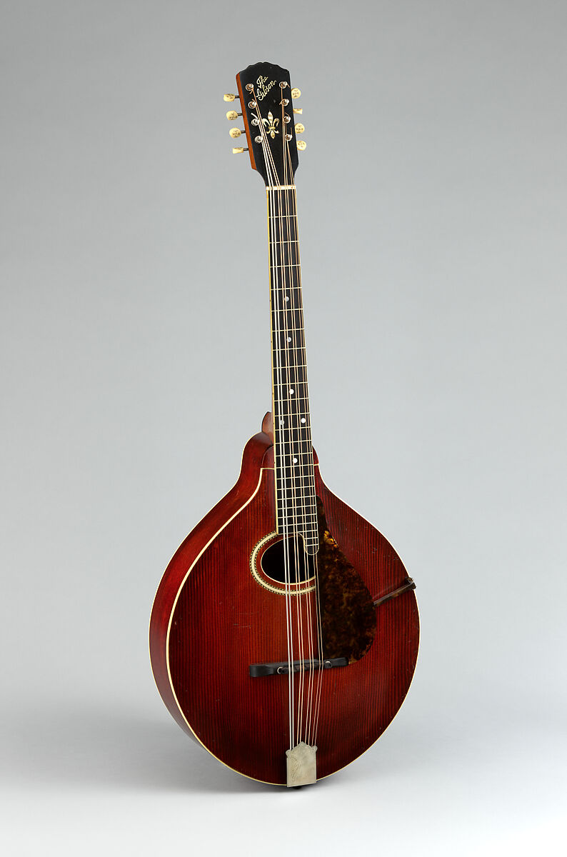 Mandocello, Gibson Mandolin-Guitar Manufacturing Co., Ltd.  American, Spruce, birch, mahogany, ivoroid, mother-of-pearl, nickel silver, American