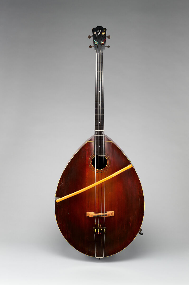Mandobass, Gibson Mandolin-Guitar Manufacturing Co., Ltd.  American, Spruce, maple, mahogany, ivoroid, mother-of-pearl, nickel silver, brass, American