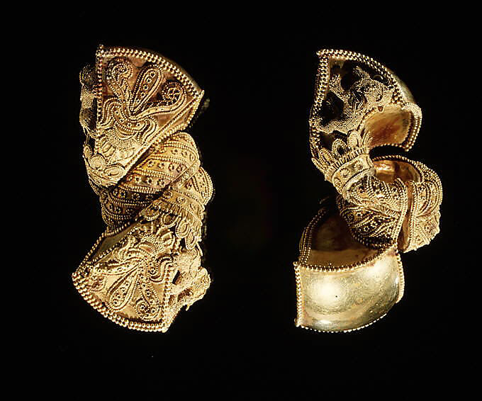 A Pair of Royal Earrings, Gold, India (probably Andhra Pradesh)