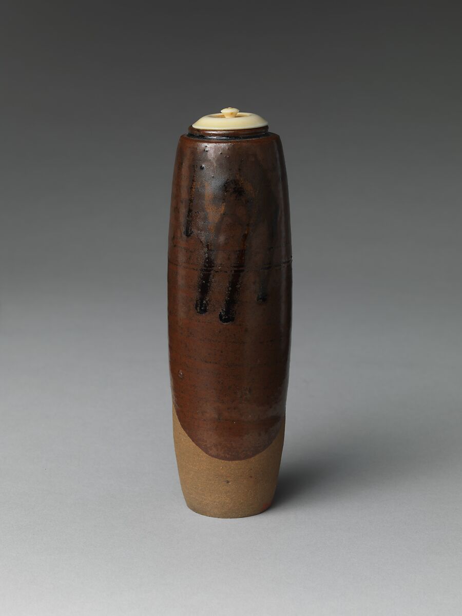 Tea Caddy, named Tall (Seitaka), Nonomura Ninsei  Japanese, Stoneware with iron glaze (Kyoto ware), Japan