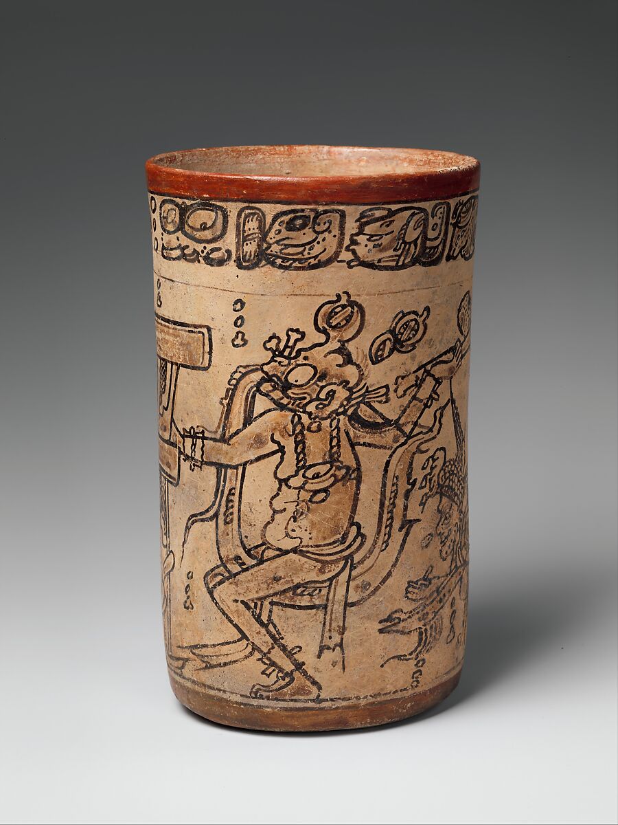 Vessel with mythological scene, Maya artist(s), Ceramic, Maya