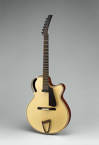 Archtop guitar, Ken Parker  American, Alpine spruce, mahogany, holly, cherry, willow, ebony, mother-of-pearl, camel bone, Douglas fir, carbon fiber composite, mokume-gane, American