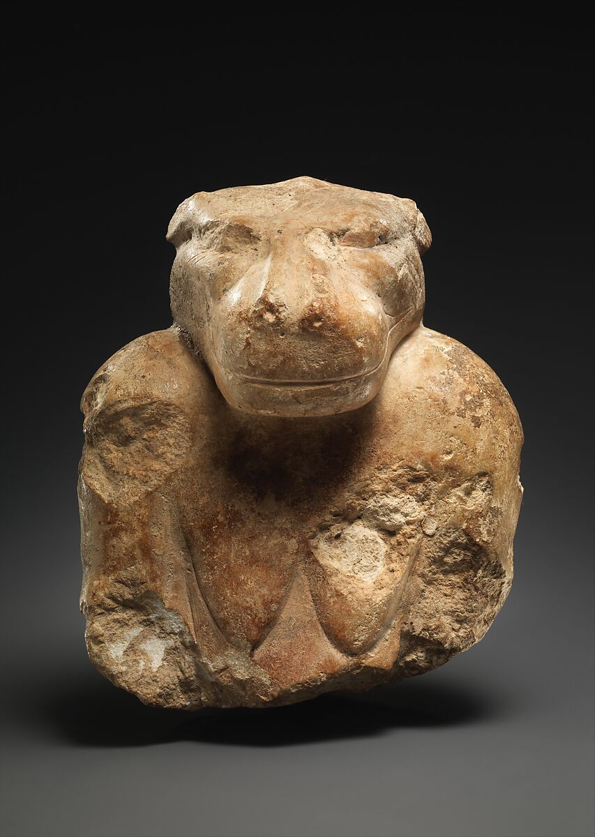 Upper Part of a Hippo Goddess, Indurated limestone, plaster, paint