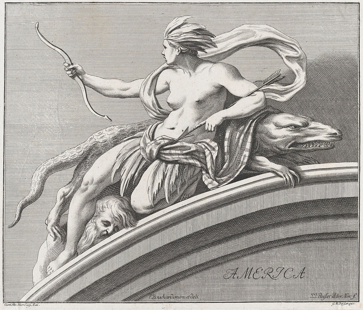 Allegory of America, from "The Four Continents", Johann Justin Preissler  German, Engraving