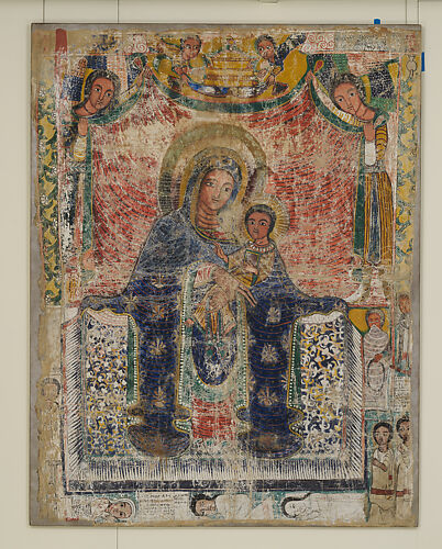 Wall painting of the Virgin and Child with donors