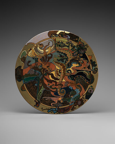 Plaque with seahorses and snakes, Rozenburg Plateelfabriek  Dutch, Glazed earthenware, Dutch, The Hague