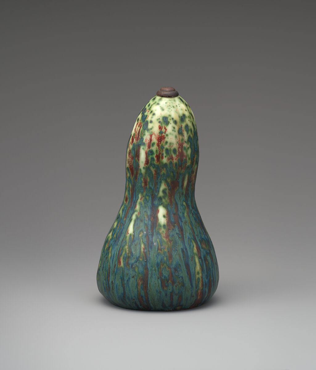 Gourd-shaped bottle, Pierre-Adrien Dalpayrat  French, Glazed stoneware; wood stopper, French, Bourg-la-Reine