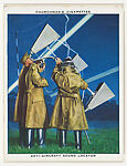 Anti-aircraft sound locator, from "Air Raid Precautions", W.A. & A.C. Churchman  British, Chromolithography